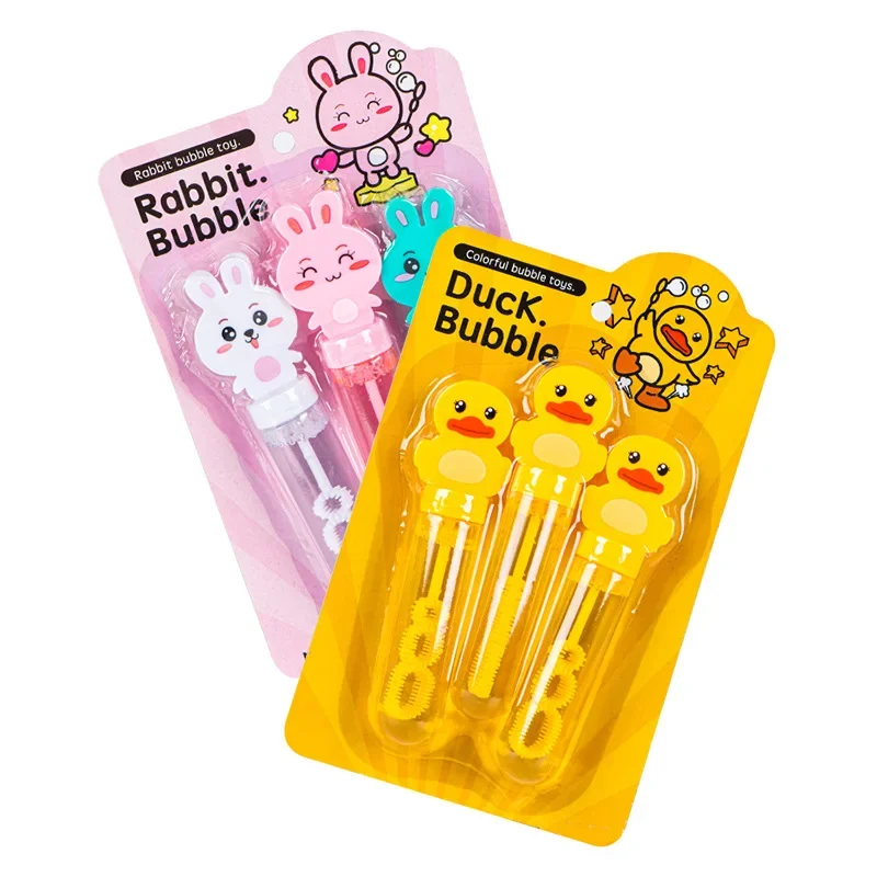 Mini baguettes à bulles de dessin animé, bouteille d'eau savonneuse, jouets de soufflage portables pour enfants, extérieur, mariage, fête d'anniversaire, 3 paquets