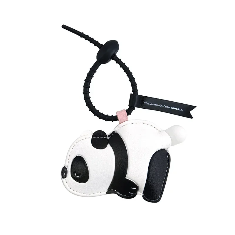 Creative Cartoon Giant Panda Car Keychain Pendant PU Leather Doll Men and Women Pendant Bag Pendant Cute Keychain
