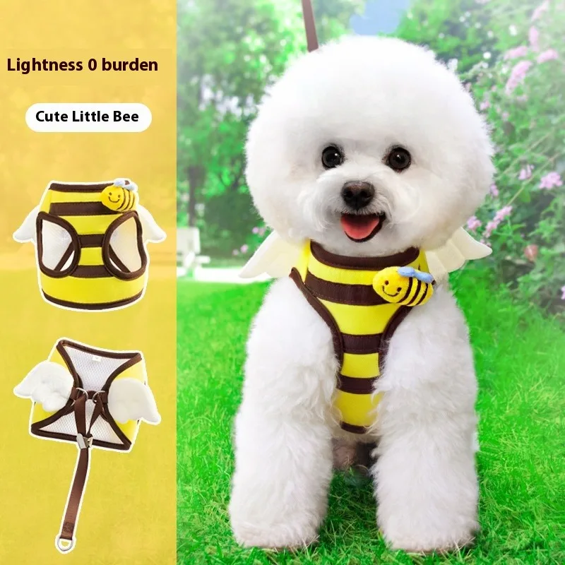 

Cute Bee Kitten Puppy Dogs Harness and Leash Set Soft Breathable Dogs Vest Harness Leads Pet Clothes for Small Dogs Chihuahua