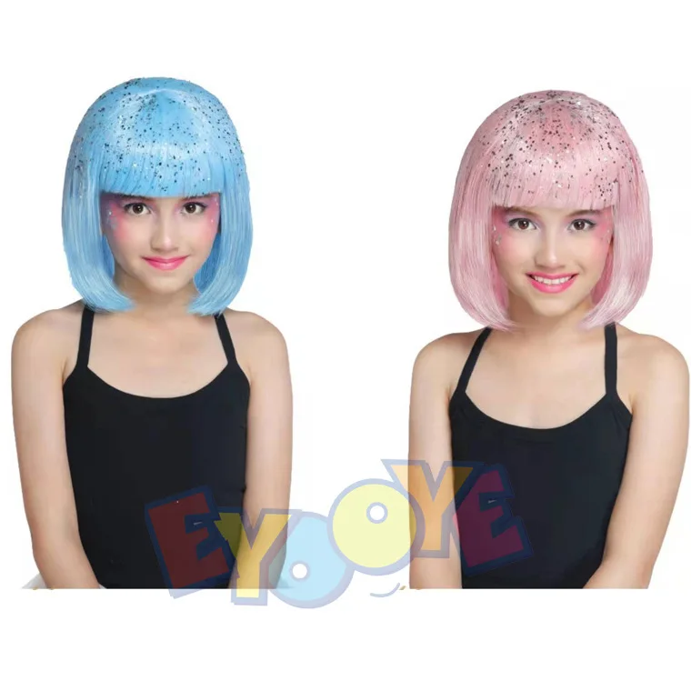 Girls Bob Hairstyle Student Bangs Short Hair Children Role Play Wig Party Cosplay Props