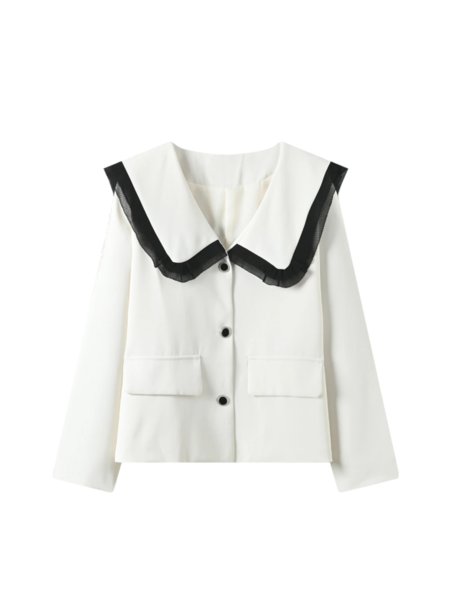 

Женская белая зимняя куртка, пальто, винтажные пальто большого размера, уличная куртка с длинным рукавом и воротником Питера Пэна, верхняя одежда, одежда 2000-х годов