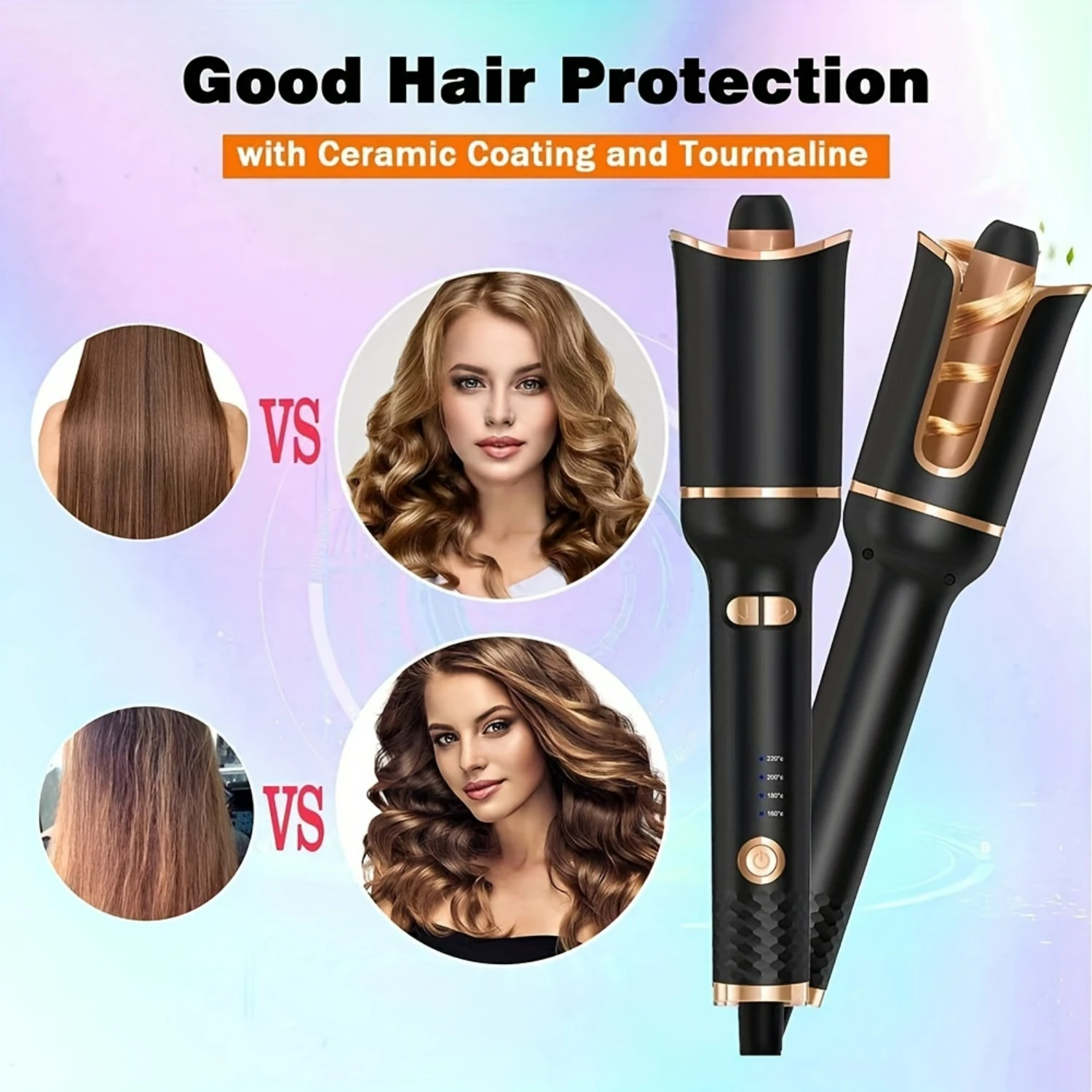 StylishWomen Professional Ceramic Hair Curler Wand with Rotating Barrel for Effortless and Salon-quality Waves, Automatic Hair C