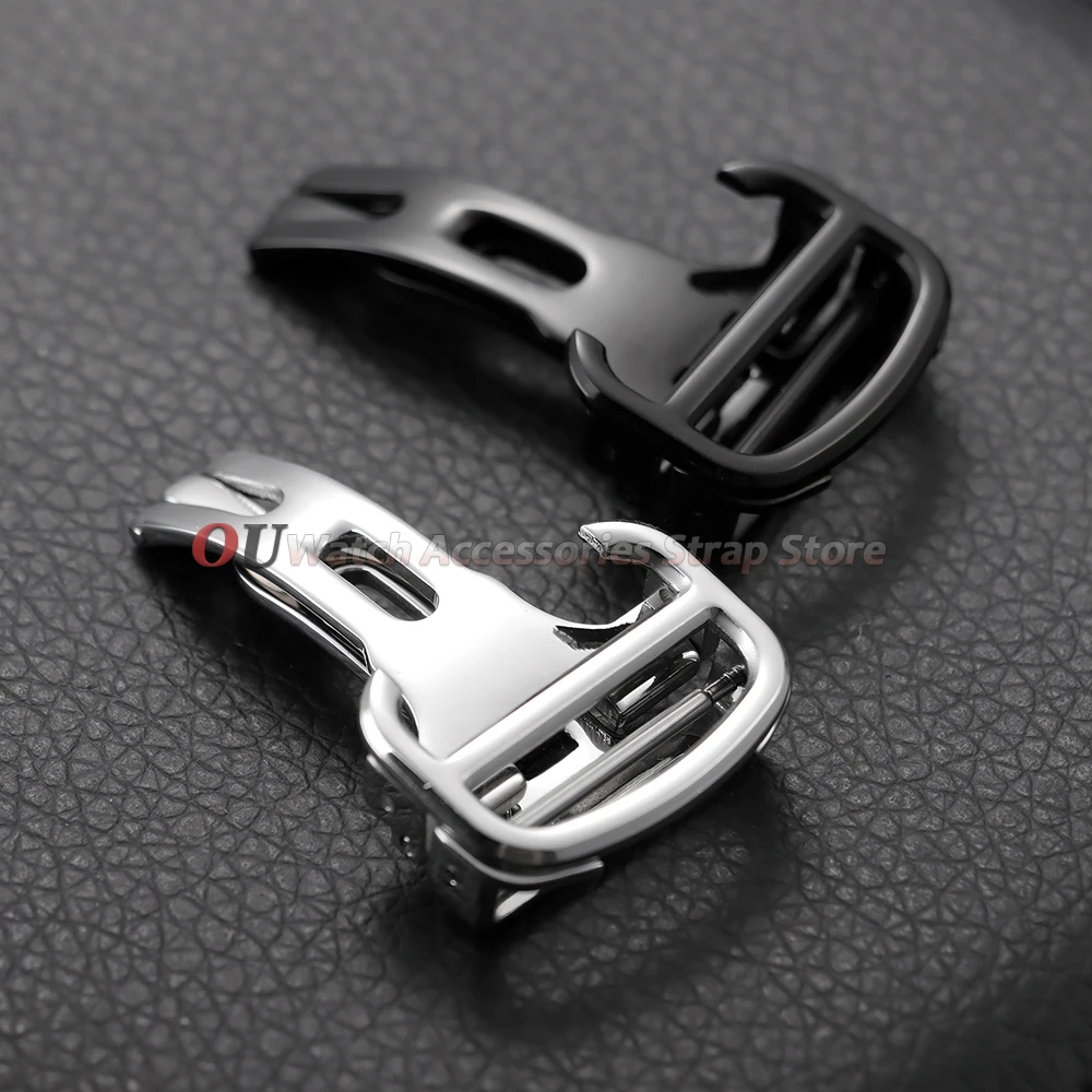 12mm14mm 16mm 18mm 20mm Single Side Stainless Steel Folding Clasp for Cartier Button Leather Nylon Watchband Buckle Accessories