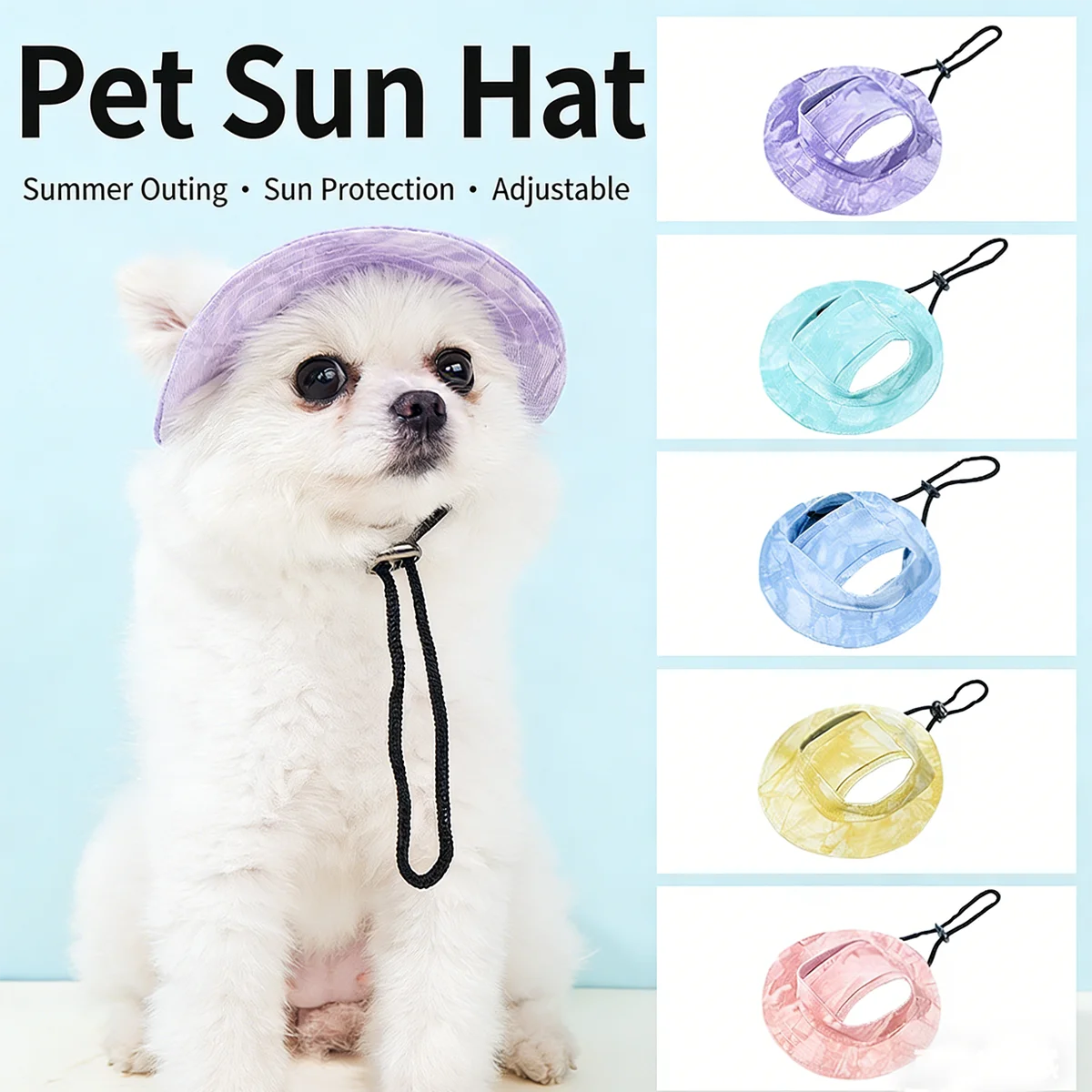 

1 Pc Pet Sunshade Protection Hat Dogs & cat Prevents Ears Slipping Out Adjustable Strap - Fishing Hat For Sun Protection