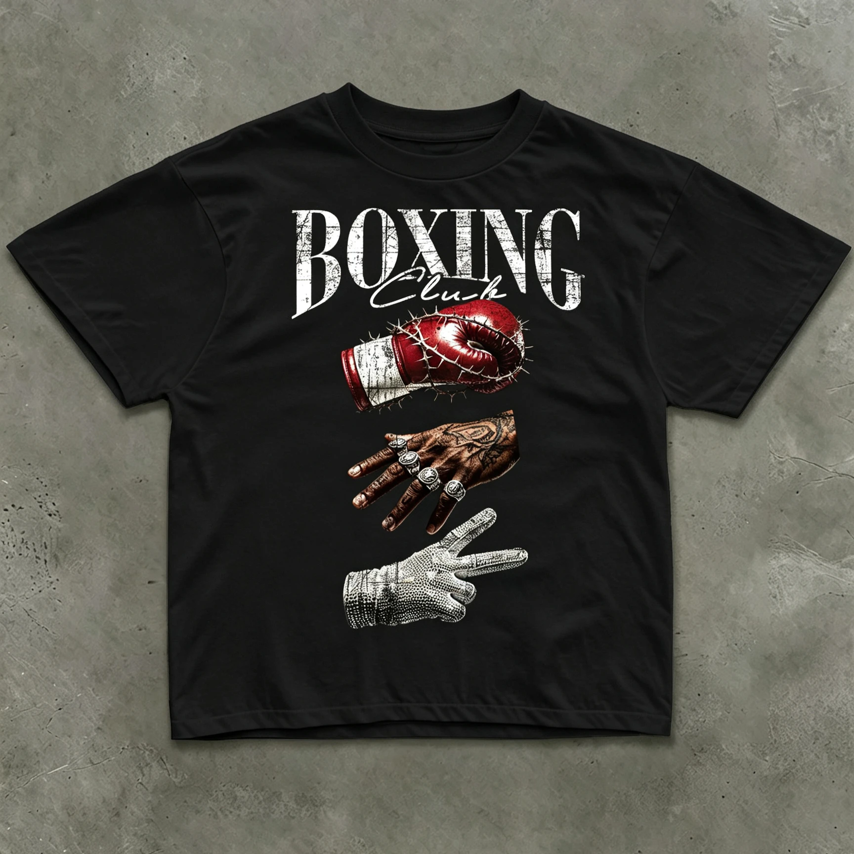 Boxing Club Graphic T‑shirt Vintage Boxing Gloves Print Unisex Short Sleeve Tee Hip Hop Retro Casual Streetwear Sports Tops