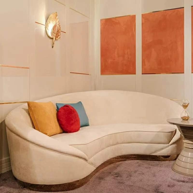 Modern living room curved velvet sofa