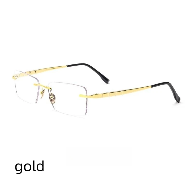 

moojolo Fashion Luxury Eyeglasses Retro Square Pure Titanium Rimless Eyewear Ultra Light Prescription Glasses Frame For Men