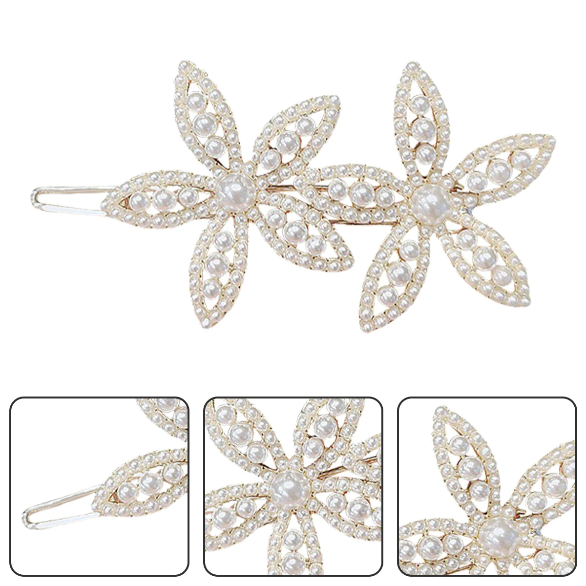 3 قطع مشبك شعر على شكل زهرة اللؤلؤ دبوس شعر غير قابل للانزلاق للنساء لحفلات الزفاف والحفلات الراقصة والارتداء اليومي هدية المهرجان
