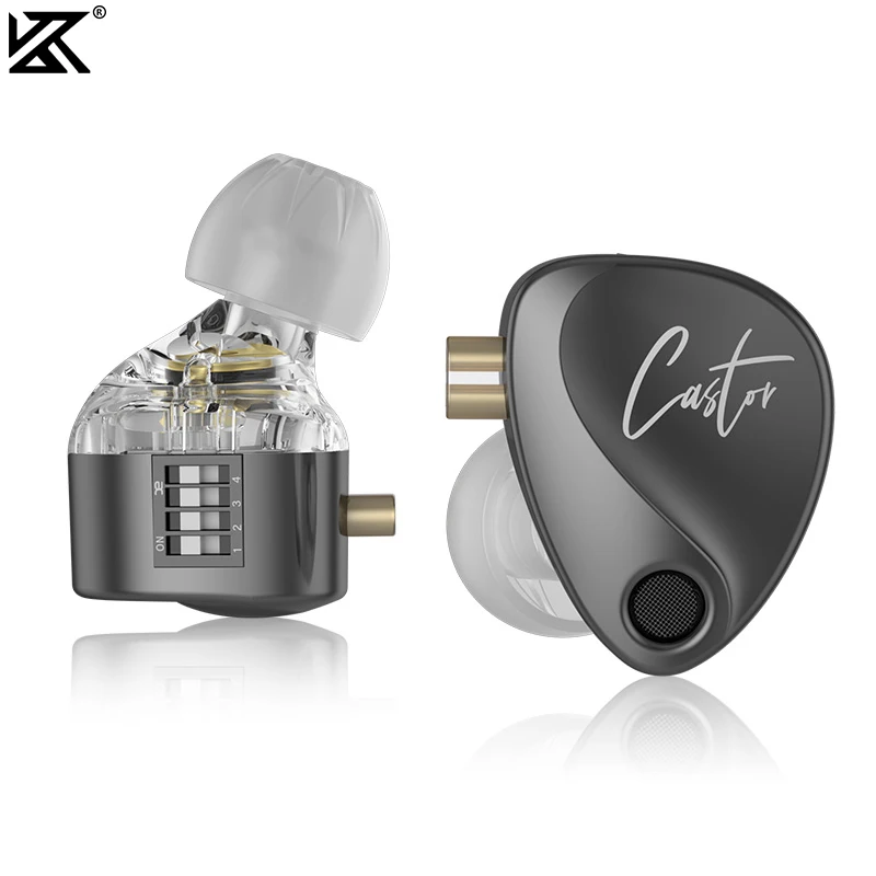 KZ Castor in Ear HiFi Earphone 2DD Dynamic High-end Tunable Balanced Armature Earphones Noise Cancelling with Detachable Cable