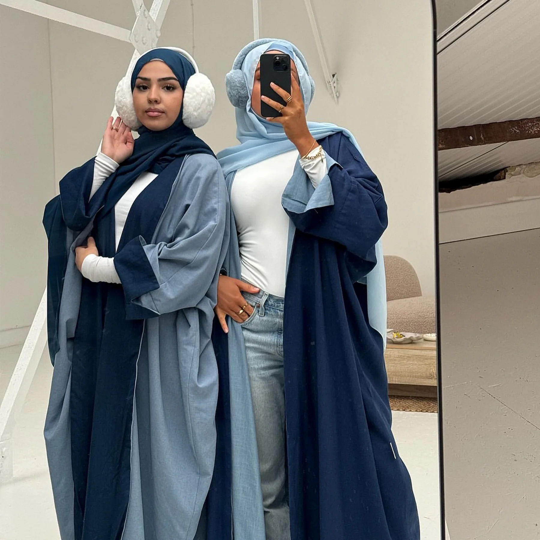 Open Abaya Muslim Women Cardigan Maxi Dress Turkey Reversible Kaftan Party Dubai Arab Robe Kimono Gown Kebaya Jalabiya Djellaba