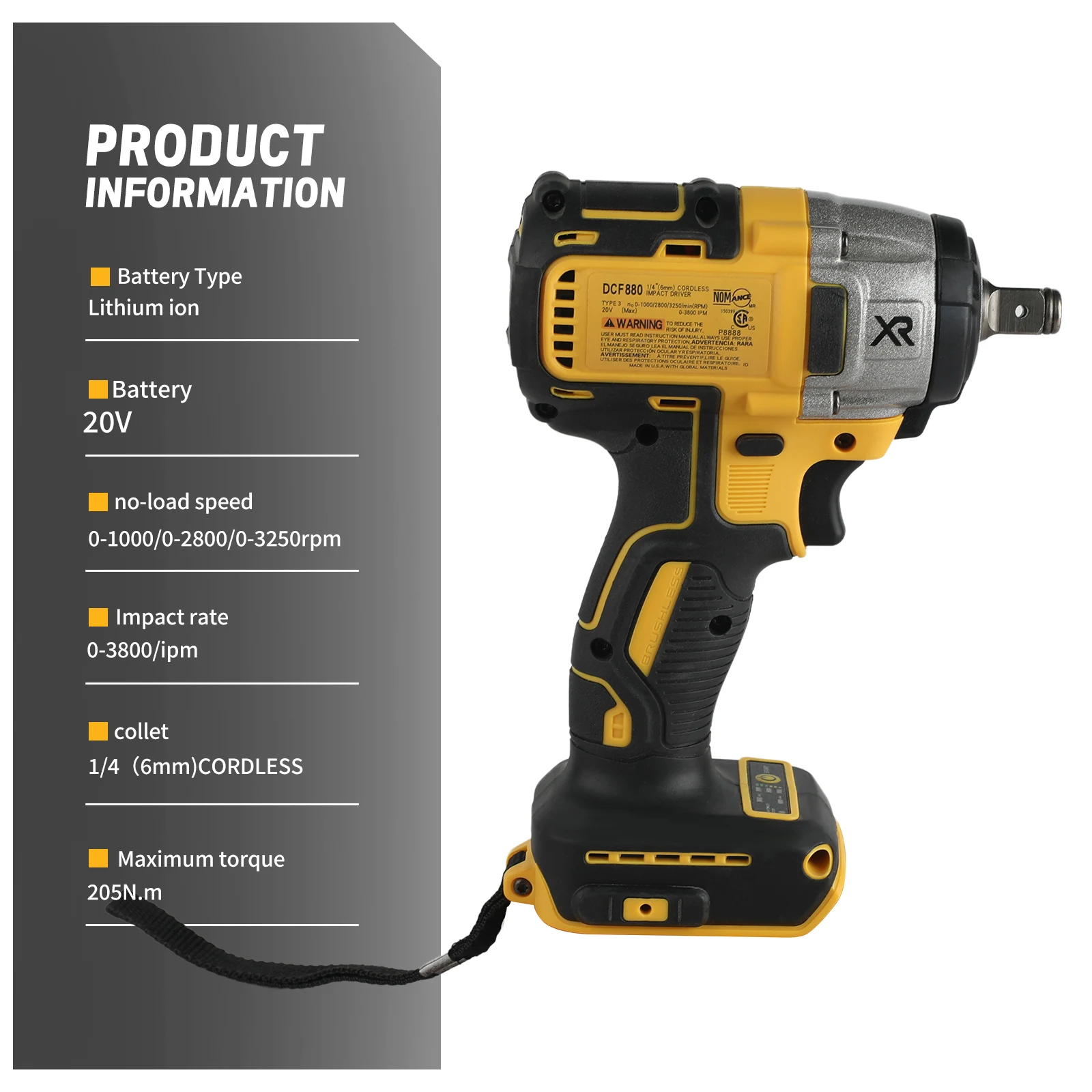 DEWALT DCF880 20V Max XR Brushless Impact Wrench 205N.m 3-Speed 3250RPM for Tire Repair, Construction & Mechanical Work tools image 5