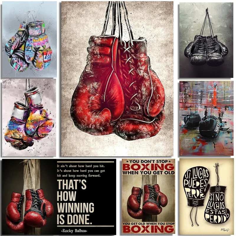 Vibrant Abstract Graffiti Boxing Gloves Canvas Wall Art  Posters and Prints for Living Room Home Stadium Decor  Modern Home Deco