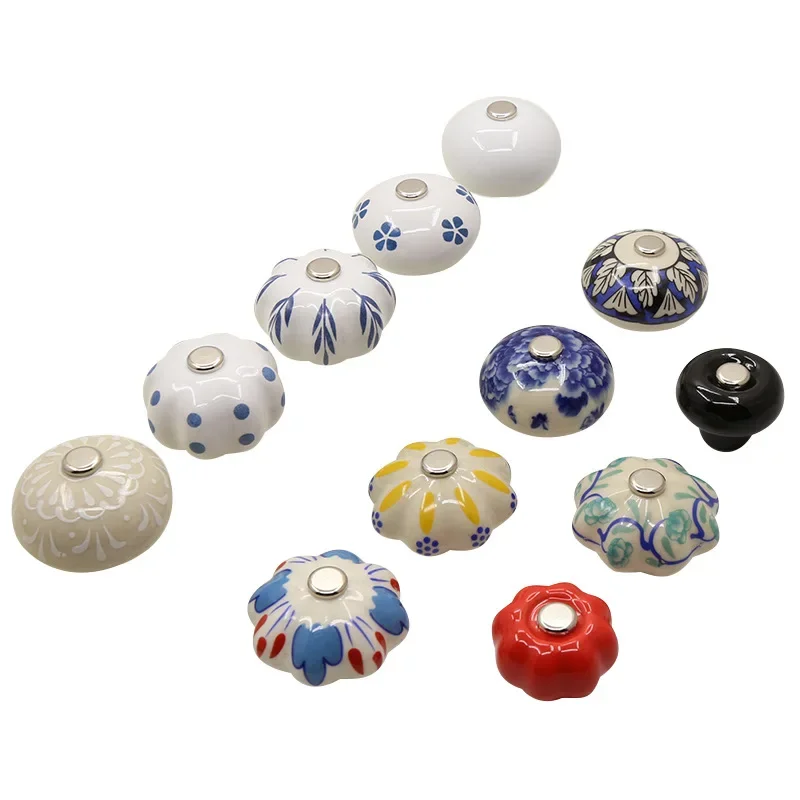 Garden Cabinet Door Pull Handcrafted Ceramic Handle Copper Spike Ball Round Cabinet Closet Drawer Single Hole Furniture Handle