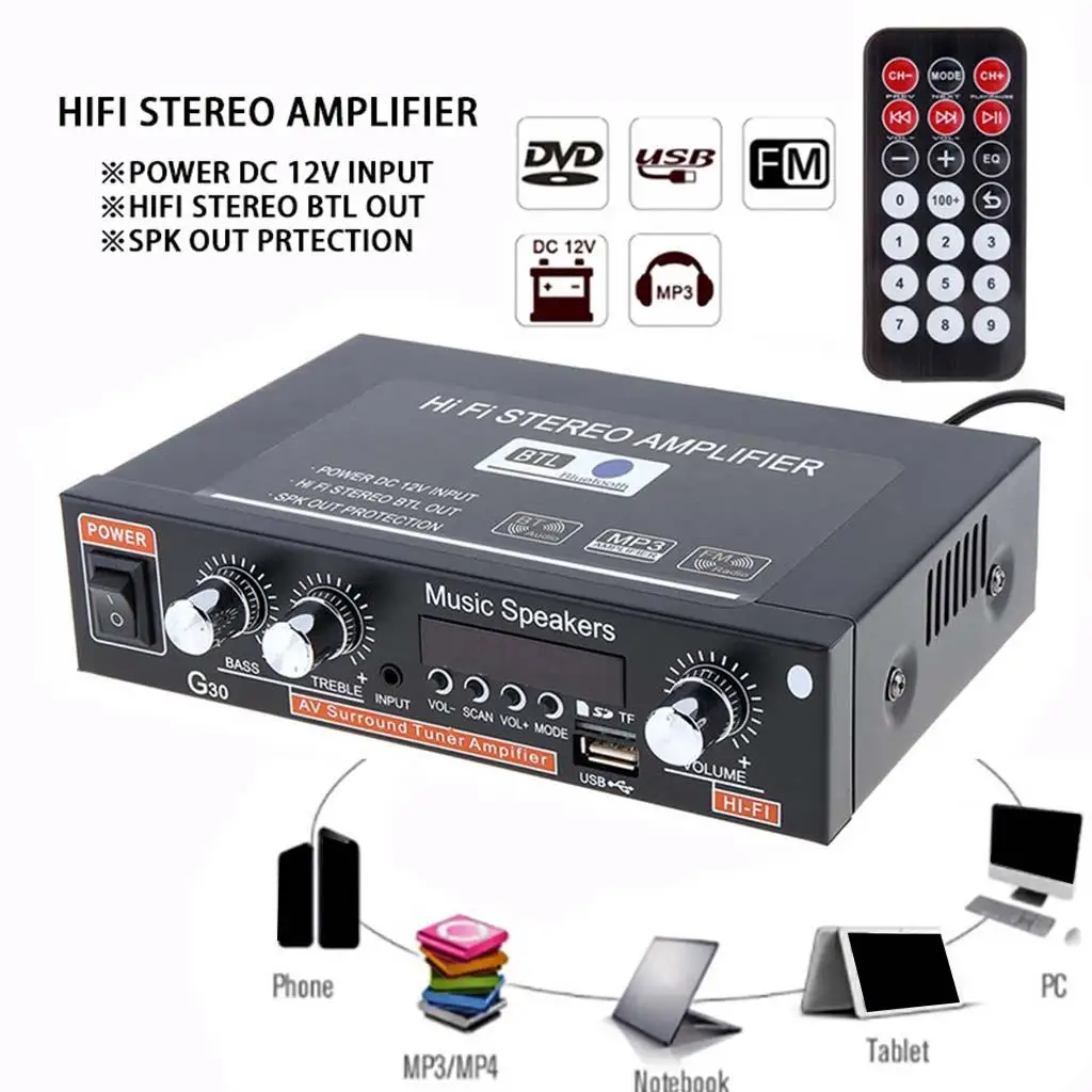Mini Bluetooth Audio Amplifier Receiver Stereo Lossless for Desktop PC