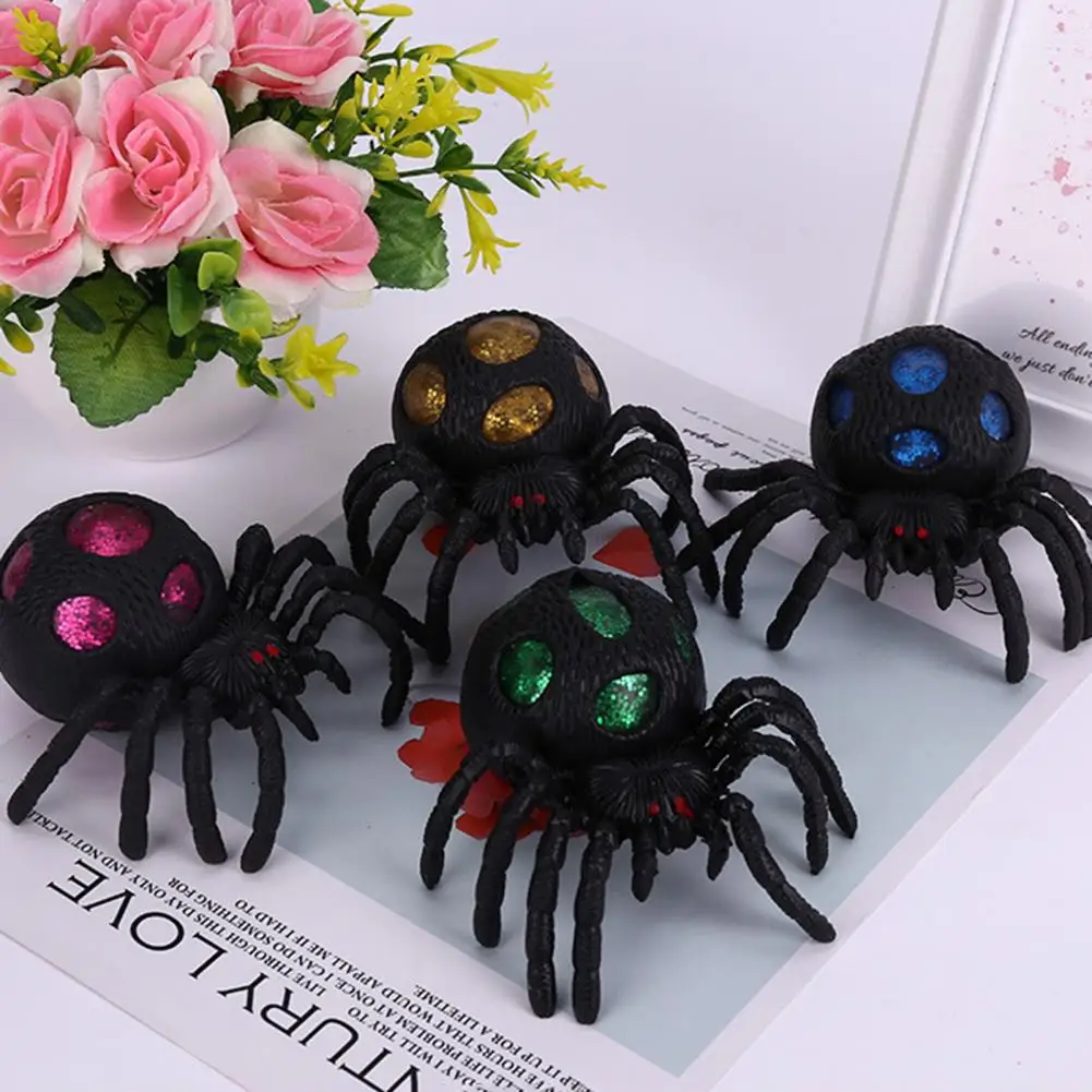 

Halloween Pinch Toys Squeeze Fidget Toy Flexible Pinch Toys Stress Relief Squishes Spider Vent Toy for Kids Adults