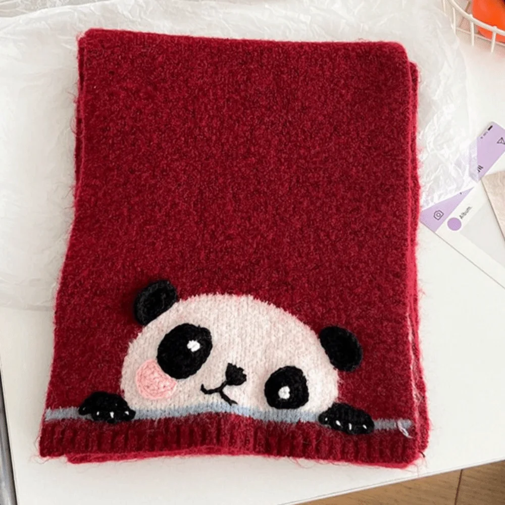 

Fashion Colorful Cartoon Embroidery Scarf Sweet Thickened Cashmere Knitted Scarf Korean Style Windproof Winter Neck Warmer Daily