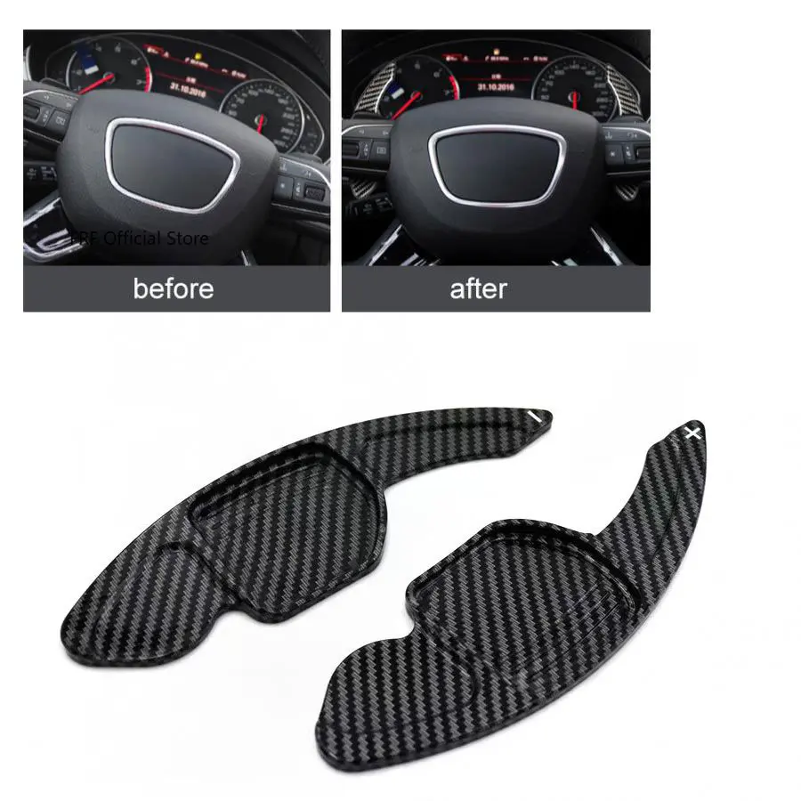 Carbon Fiber Car Wheel Shifter Paddle Shift For Audi A3 8V 2013 2014 2015 2016 2017 2018 2019 2020 Extension Shift Cover 2 Pcs