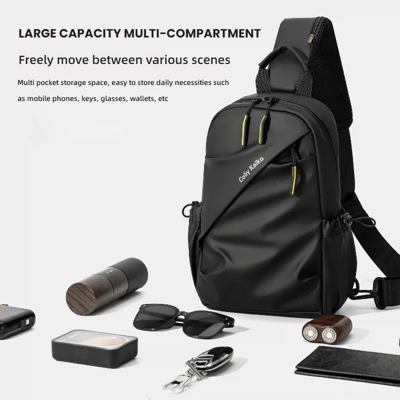 Minimalistische Herren-Brusttasche aus PU-Folie, Wasserdichte Umhängetasche, Neue Modische und Lässige Reise- und Pendler-Crossbody-Tasche – Detail 7