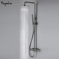 Thermostat Shower Set Mixer Tap Valve Bathroom Thermostatic Faucet Wall Mount Arm Diverter With Handheld Spray & Rain Head