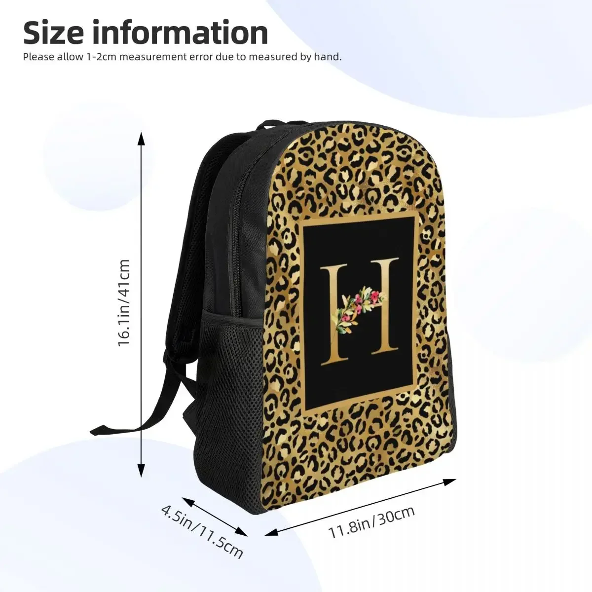 Custom Leopard Pattern Letter Backpack Women Men Casual Bookbag for School College Bags