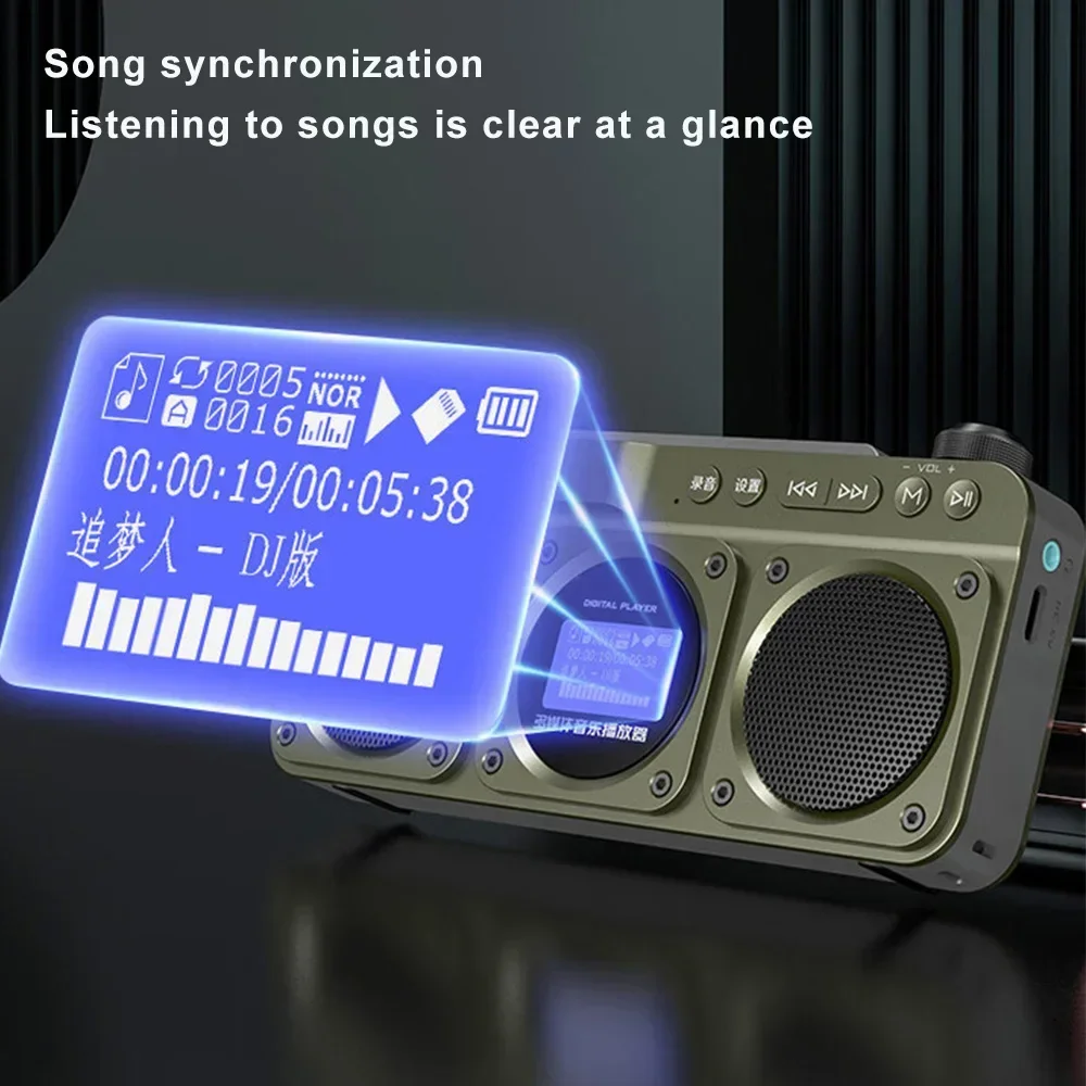 Small Portable Radio with Bluetooth Speaker Multi-function LED Clock Lyrics Display Switch Between Chinese and English Soundbox