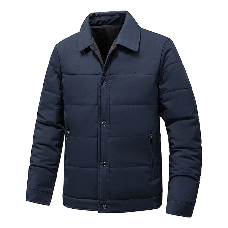 Men's Thickened Cotton-Padded Jacket with Lapels Fashionable Lightweight Warm Cold-Proof Double-Sided Autumn Winter Coat