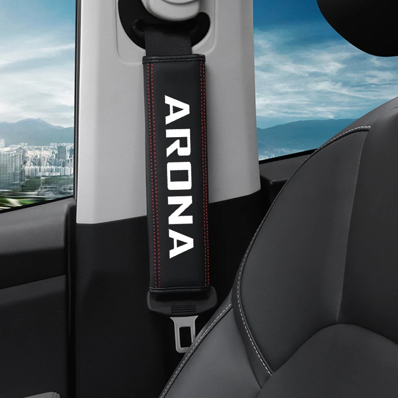 1pcs Car Seat Belt Cover Shoulder Strap Pad Auto Accessories  for Seat Arona Logo 2023  Auto Interior Decor Accessory