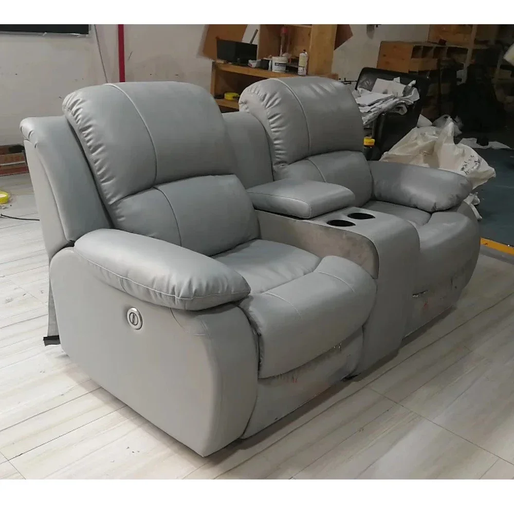 Manual / Electric Recliner Sofa Genuine Leather Couch for Livingroom Theater Seat Cinema Recliner Multifunctional Sofa