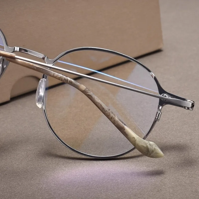 Japanese Brand Pure Titanium Retro Round Eyeglasses Frames Men Large Faces Trend Designer Women Prescription Full Frame Glasses