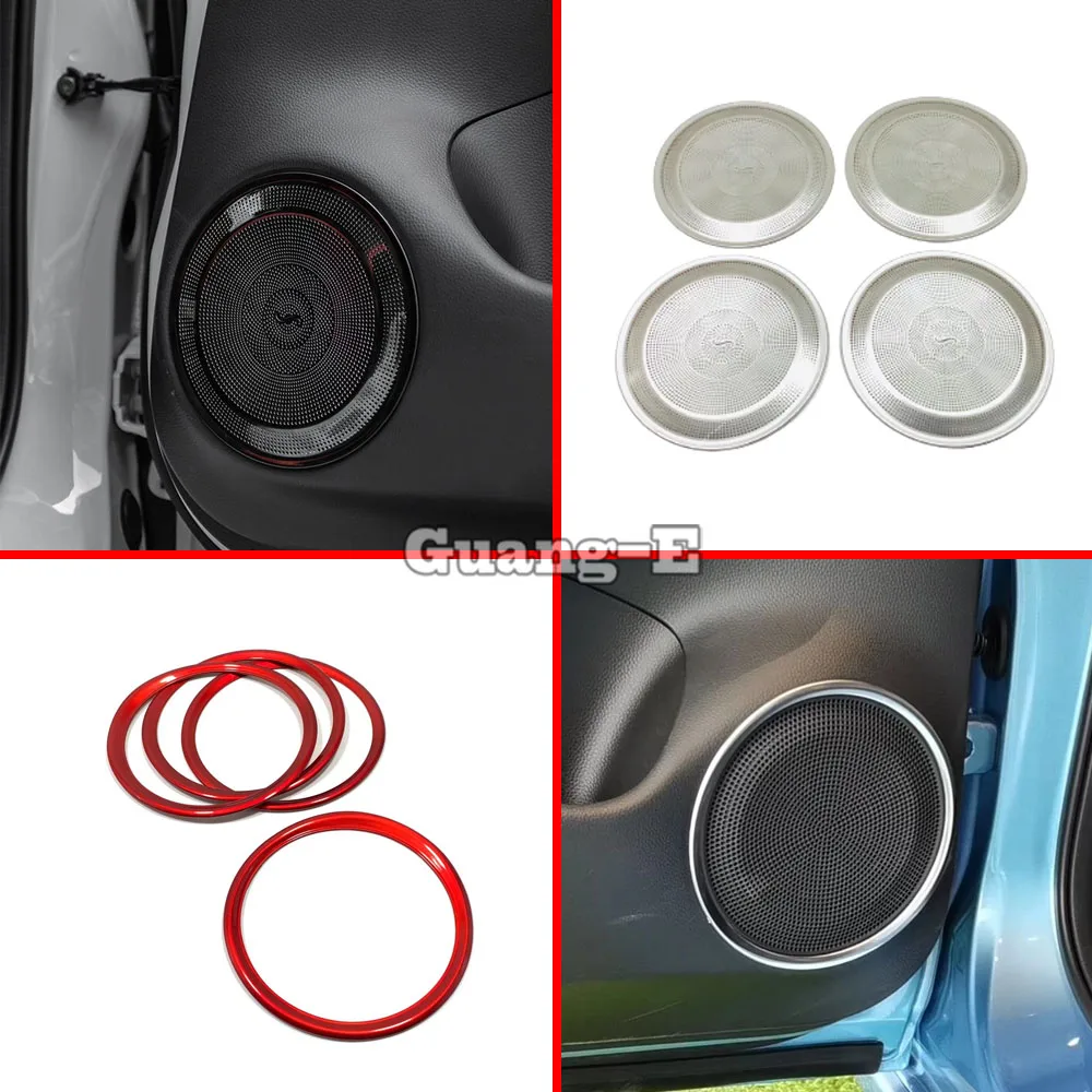 Car Door Cover Stick Stainless Steel Audio Speak Sound Cover Ring Circle Trim For Honda Fit Jazz 2020 2021 2022 2023 2024