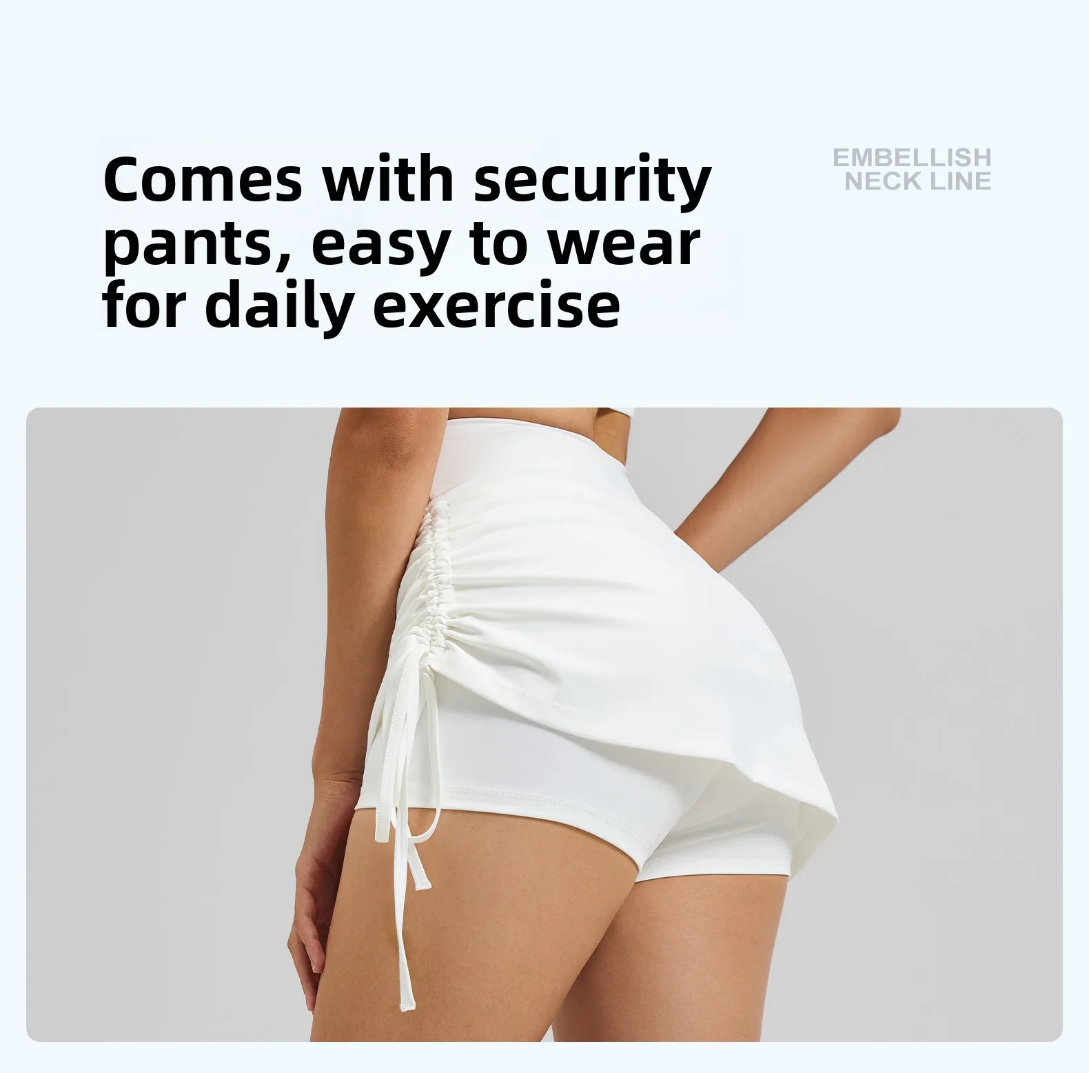 2026 Sommer Heißer Damen-Sportrock Anti-Rutsch-Rock Hohe Taille Laufshorts Fake Zweiteiliger Yoga-Shorts mit Kordelzug Sexy Passform – Detail 11