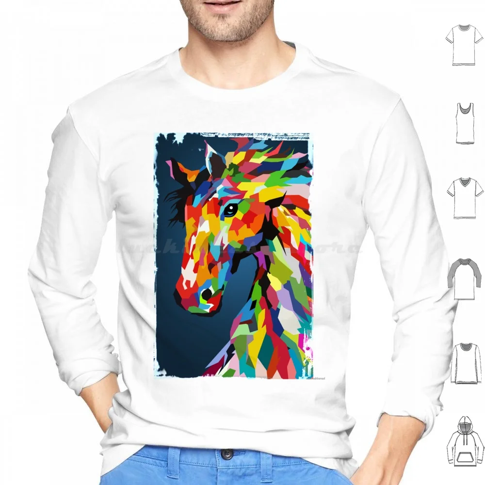 Horse Over You Hoodie cotton Long Sleeve Wpap Art Horse Animals Love Animals Modern Art Kids Wild Animals Cool Picture