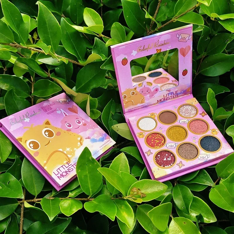 Paleta de sombras de ojos, 9 cuadrículas, brillo mate, polvo brillante, lentejuelas, brillo de escenario para ojos, paleta de sombras de ojos de neón