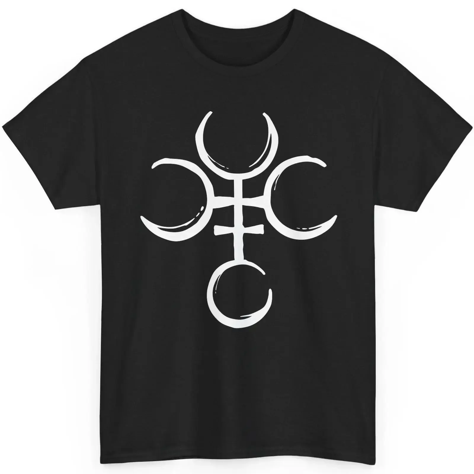 Hecate Wiccan Gothic T Shirt Triple Goddess Moon Witchcraft Pagan Symbol vintage Washed Versatile Top For Everyday Wear fashion