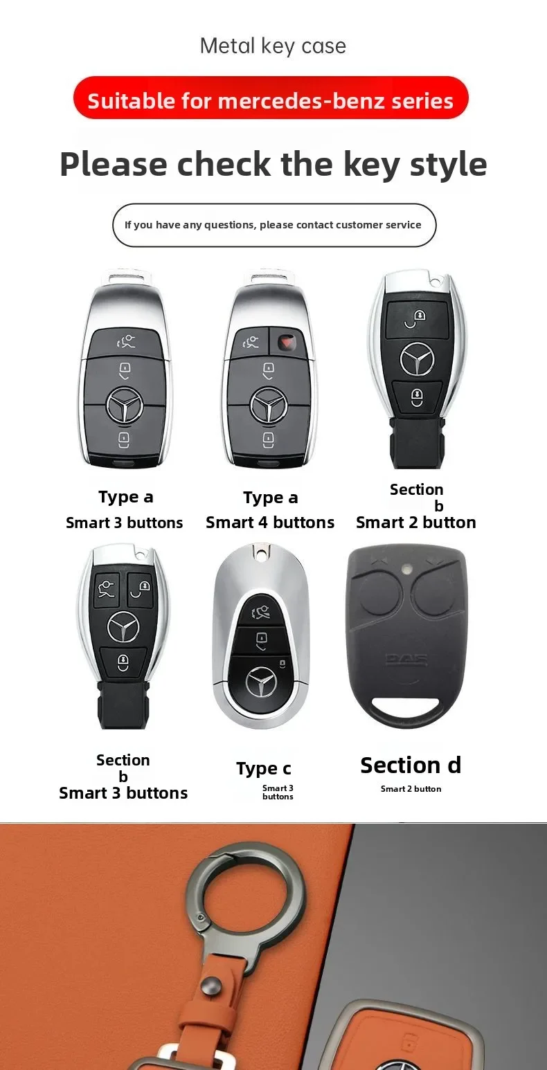 Car Key Case Cover for Mercedes-Benz A B C E G S Class CLA CLS GLA GLB GLC GLE GLS EQA EQB EQC 3 Buttons Auto Accessories 6