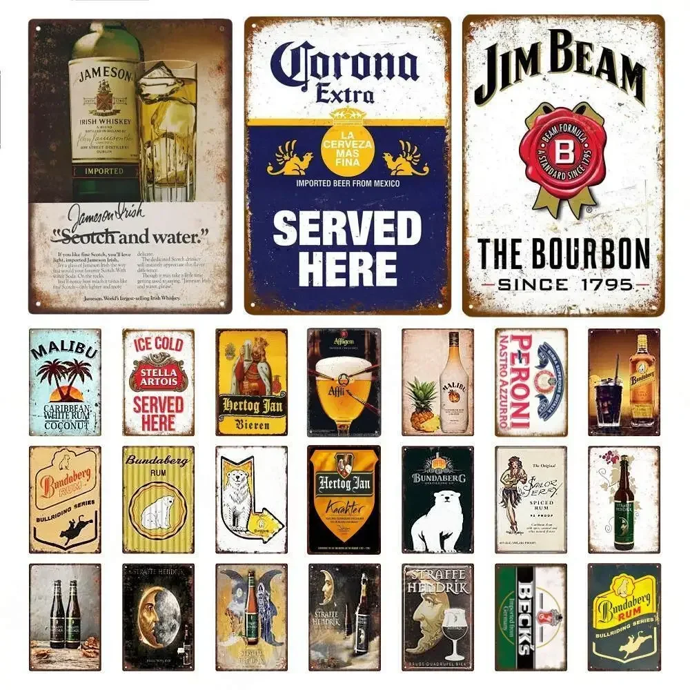 Cartel de Metal Vintage Retro para decoración de pared, cartel de lata de Malibu, cerveza, vino, whisky, Pub, Club, Bar, cueva de hombre
