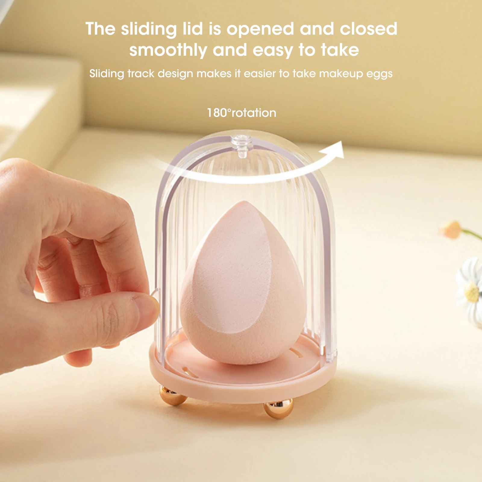 Dustproof Makeup Sponge Beauty Egg Bracket with Dryer Cover Cosmetic Organizer Box Gourd Powder Puff Rack Holder Drying Stand