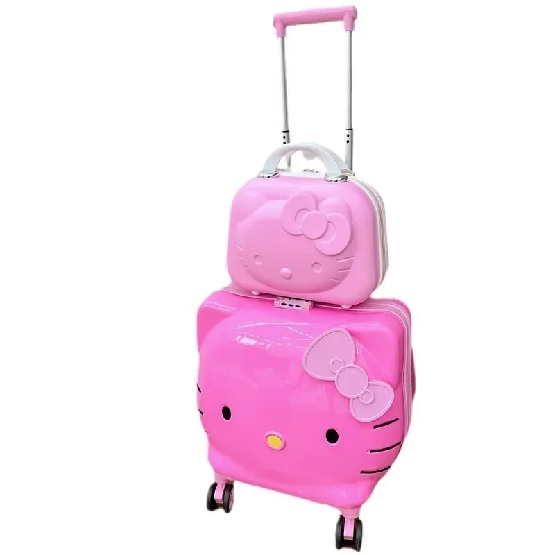 New Sanrio Hello Kitty 20-inch Suitcase 14-inch Cosmetic Case Children\'s Fashion Suitcase Outing Storage Box Thickened Gift