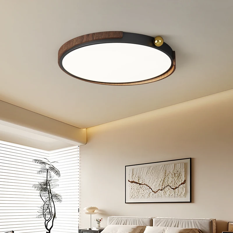 Simple-style Walnut-colored Ceiling Lights Bedroom Creative Vintage Dining Room Light Cream-style Eye-friendly Reading Room Lamp