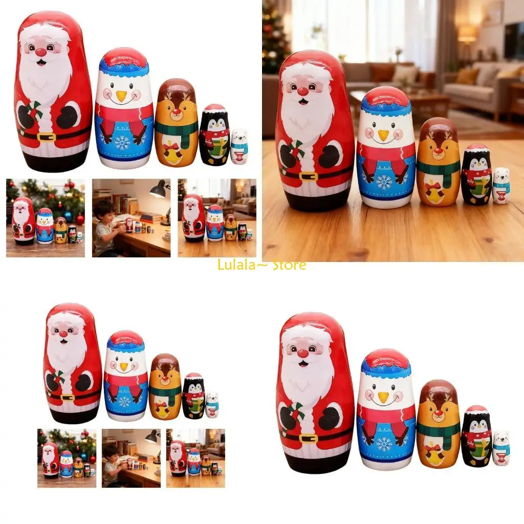 Y4QA دمى ماتريوشكا الروسية 5 قطع مجموعة حرفية لعرض الدمى المزخرفة