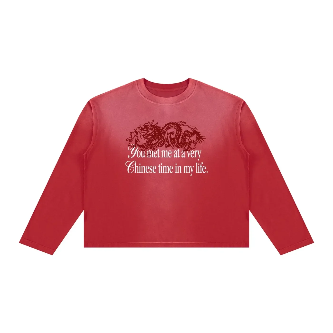 You Met Me At A Very Chinese Time in My Life 2026 Men's Women's Sportswear Breathable Autumn Long Sleeved Shirt Family Matching