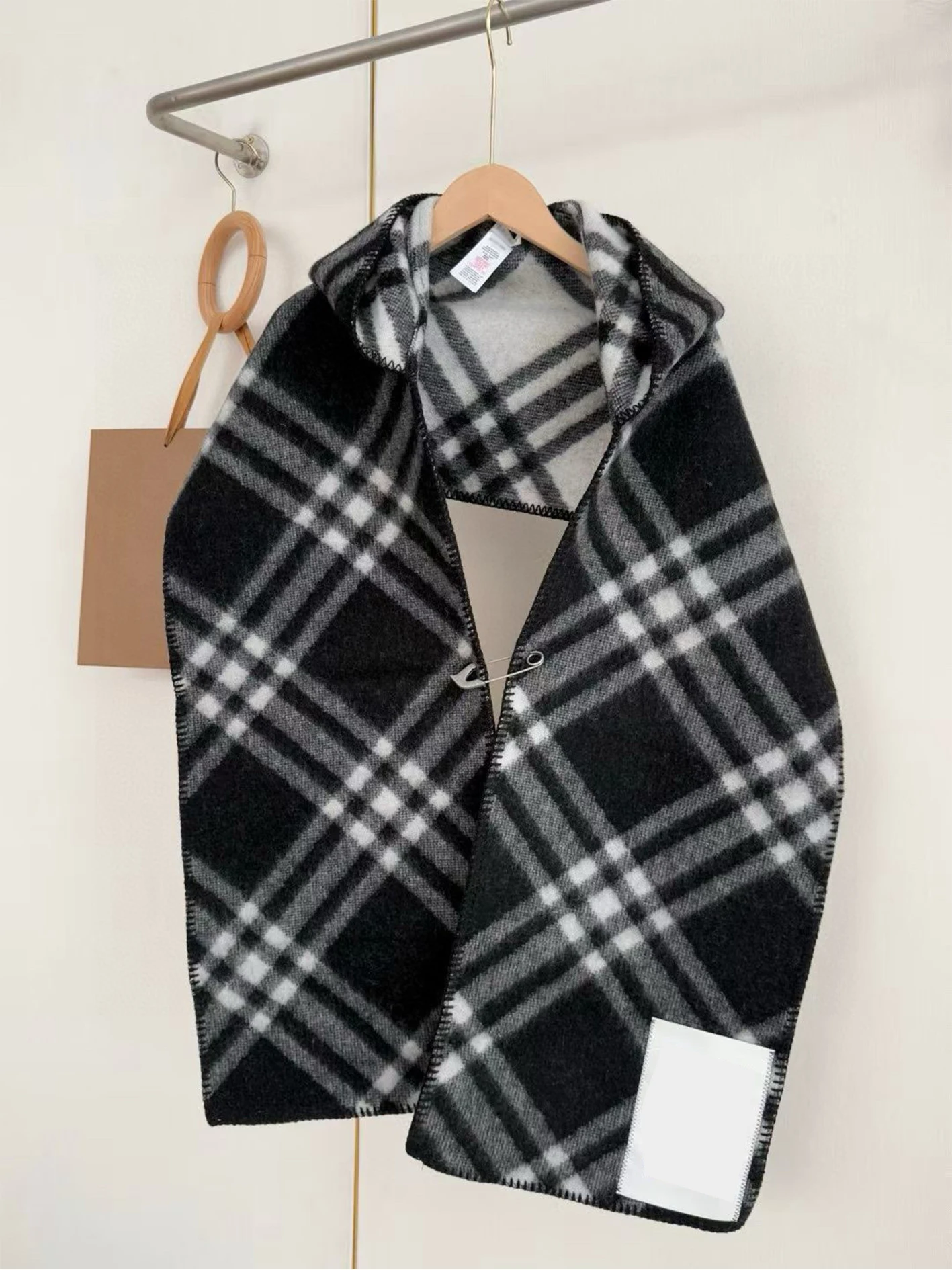 

Двусторонняя шерстяная накидка в клетку, двусторонняя двухцветная кашемировая шаль в клетку, женская роскошь, зимний теплый шарф, подарок, Warhorse, клетчатая