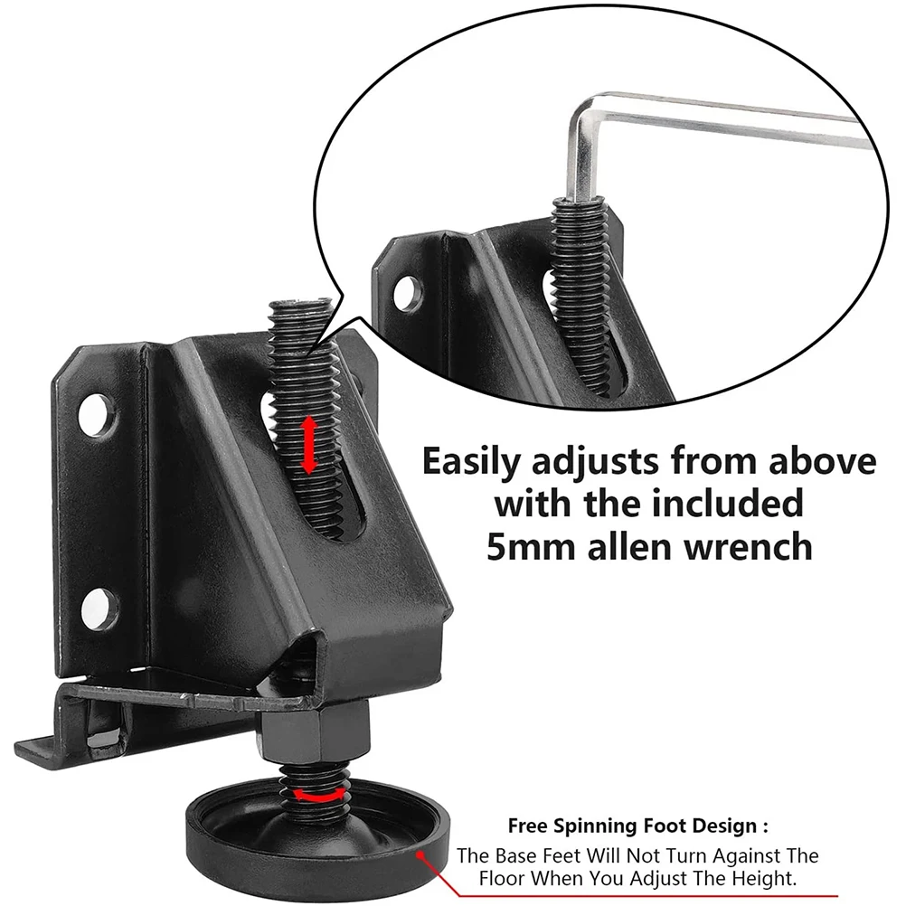 

4 Pcs Heavy Duty Leveling Feet Furniture Adjustable Black Bag Screws Wardrobe Table Legs Protect Floor Scratches Noise Moisture