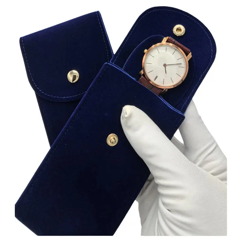 Watch Storage Portable Shock Proof Press Velvet Snap Design Jewelry Box Watch Packing Pouch Display Bag Gift For Men Women