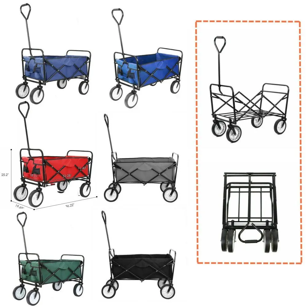 Collapsible Folding Wagon Garden Cart Beach Grocery Wagon for Shopping Park Picnic, Beach Trip, Outdoor Activities, Camping