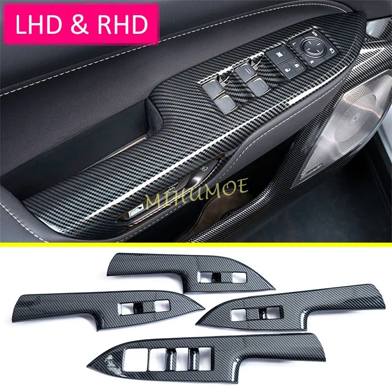 For Lexus NX250 NX350 NX450h+ 2022 2023 2024 ABS Carbon Fiber Interior Door Window Switch Panel Cover Trim Decoration 3Pcs