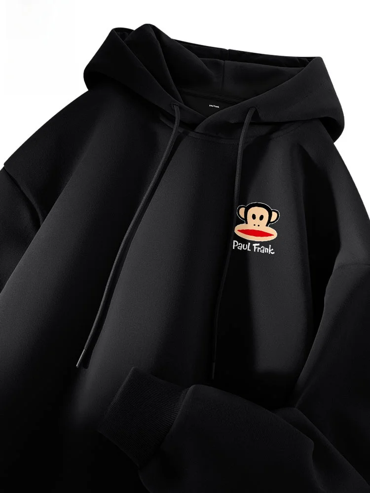 

Hooded Fce Lined Jaet Men's Autumn Winter New Sle Teenager Faionable Monkey Print Casual Long Sve Swea...