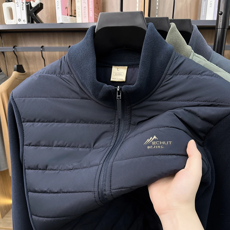 Luxury Brand Men's wool new cotton coat personality splicing fashion letter embossing comfort solid color winter warm top jacket