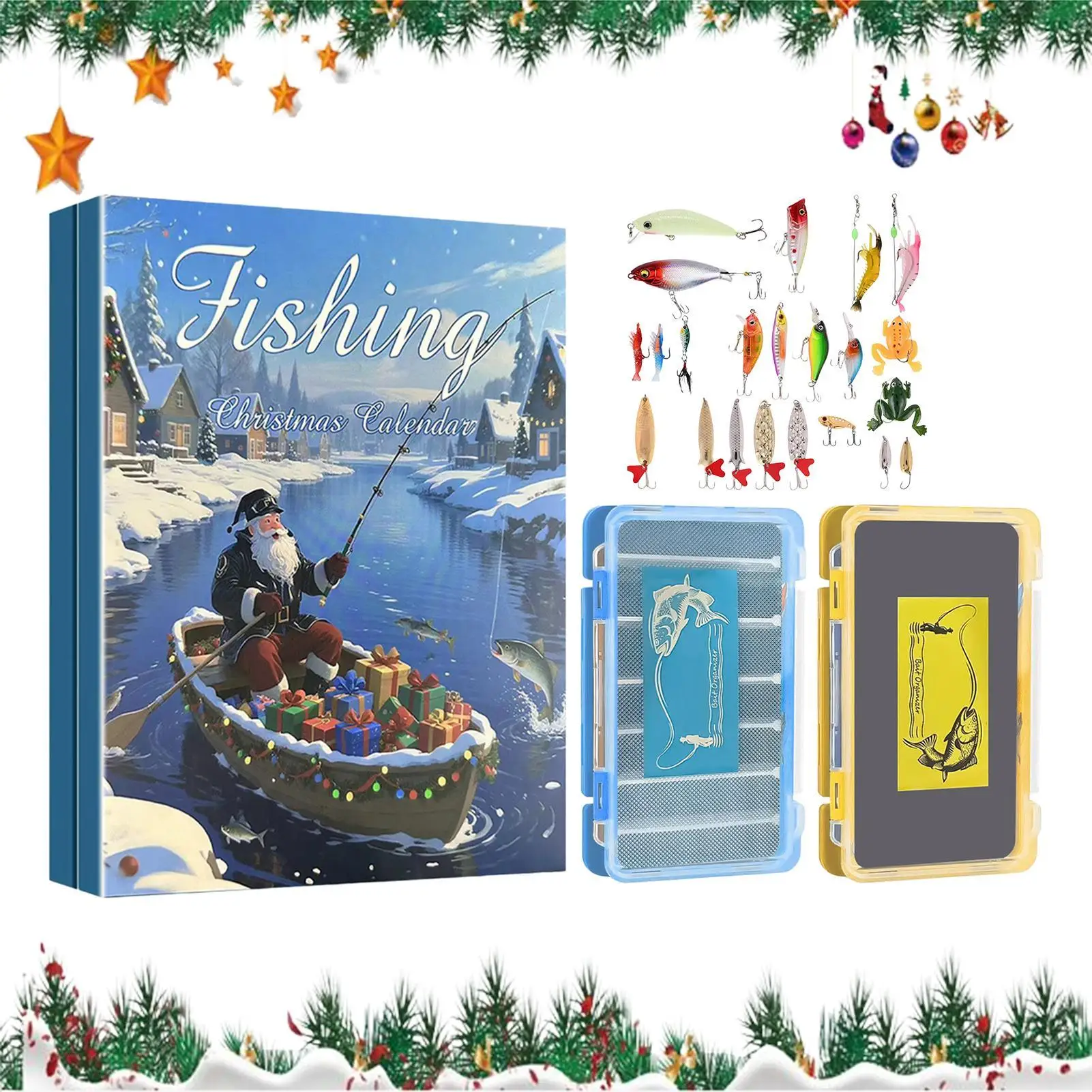 

Advent Fishing Christmas Countdown 24 Days Countdown To Christmas Fishing Lures Set Festive Advent Holiday Angling Bait Kit For