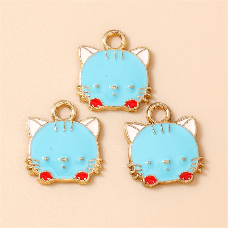 20 Stück 14x15mm Cartoon-Emaille-Tieranhänger Katzen-Charms für die Herstellung von Ohrhängern, Halsketten, Armbändern, DIY-Bastelarbeiten, Schmuckzubehör – Detail 6